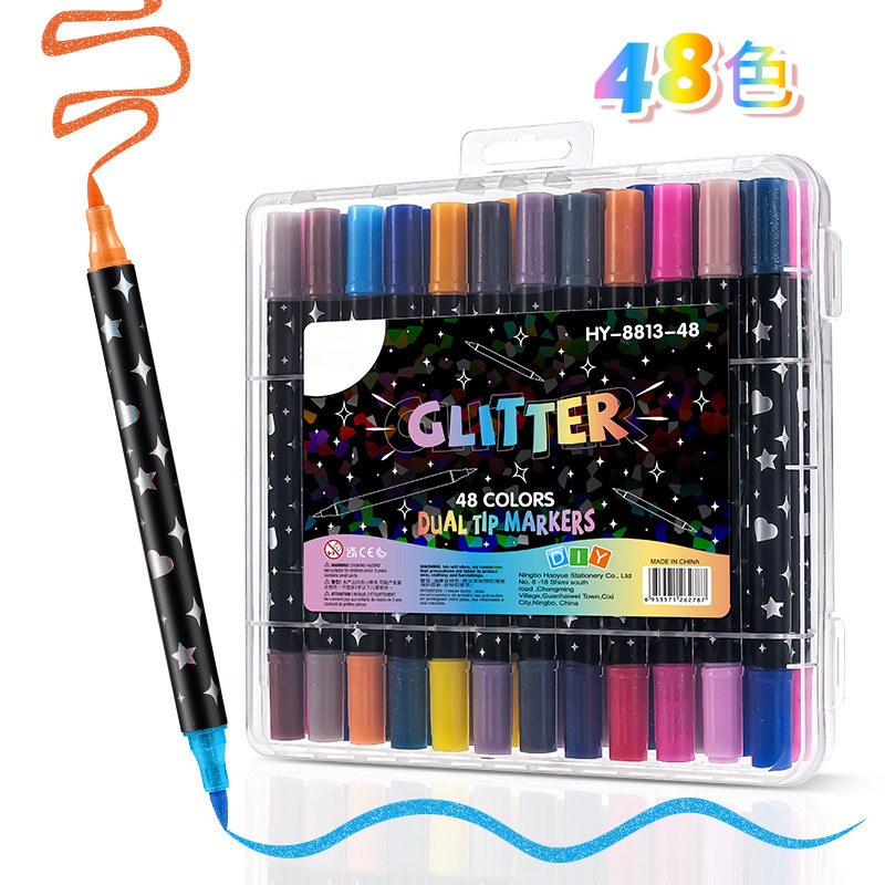 El popular marcador de purpurina de doble punta y doble color de Amazon, bolígrafo fluorescente con purpurina, marcador de purpurina para pintar, bolígrafo de acuarela