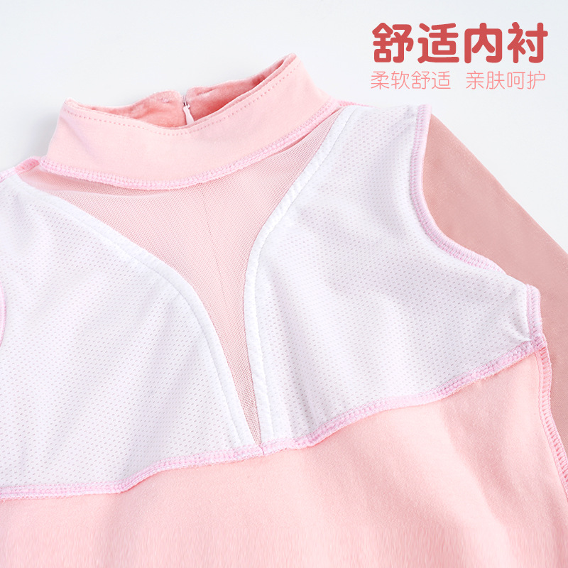 Ropa de baile Ropa de entrenamiento de terciopelo de manga larga de otoño e invierno para niñas y niños Ropa elegante de actuación de cuello alto Ropa corporal para niños