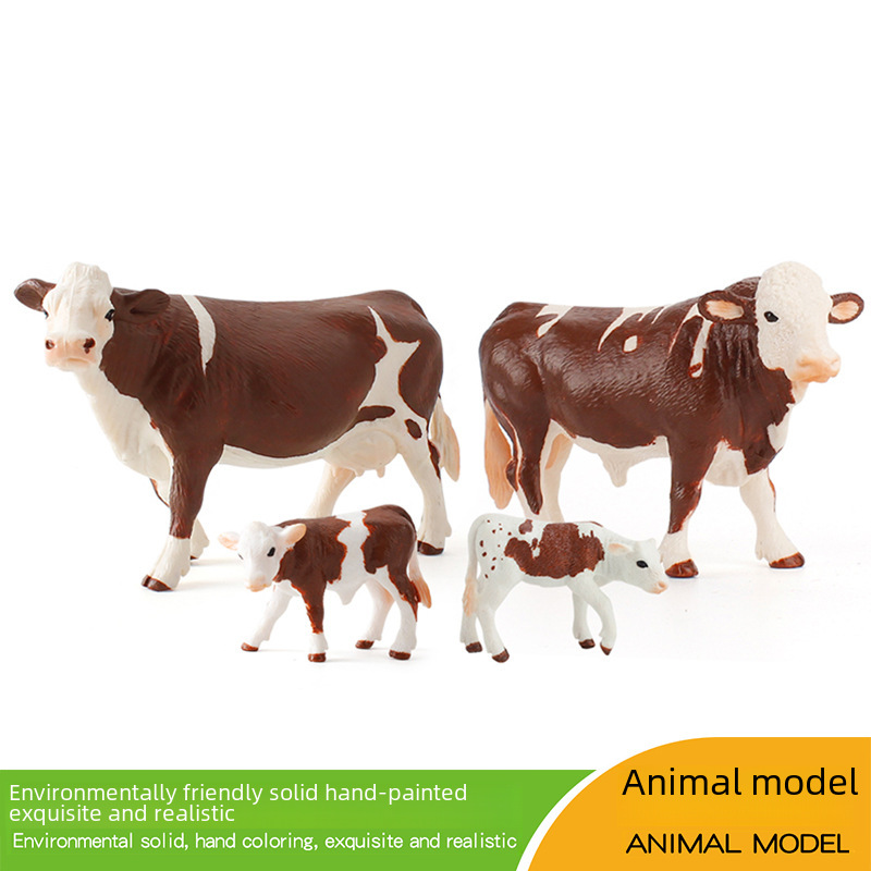 Cross-border simulation farm animal yellow spot cow set model child Montpellier cow figure toy