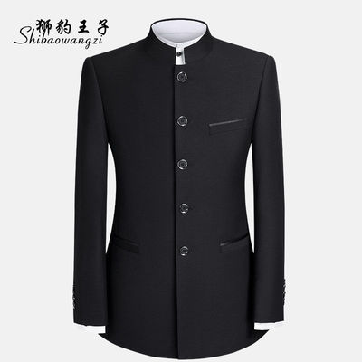 spring and autumn Chinese tunic suit Young men jacket Self cultivation Korean Edition leisure time The Chinese people Stand collar Chinese style marry full dress Tang costume Europe and America