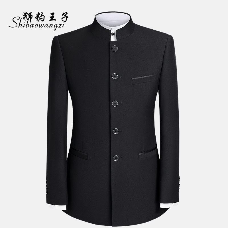 spring and autumn Chinese tunic suit Young men jacket Self cultivation Korean Edition leisure time The Chinese people Stand collar Chinese style marry full dress Tang costume Europe and America