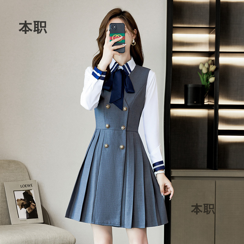 [College Style] Kindergarten Teacher's Autumn/Winter Uniform - Professional Women's Dress, Long-Sleeved Suit Set
