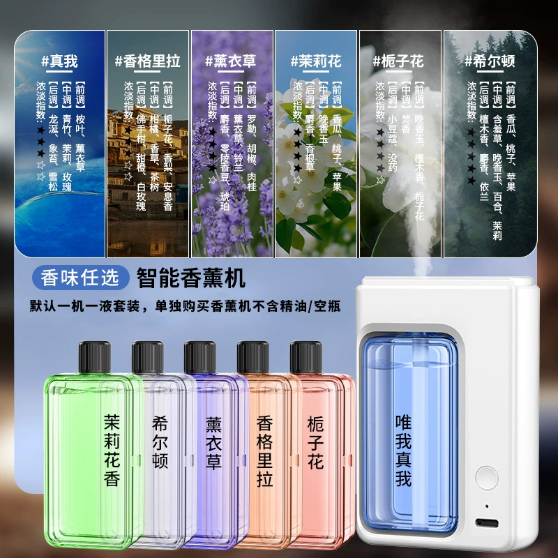 Ultrasonic aroma diffuser PW20, built‑in battery, ≥41 m² coverage, 12h+ runtime