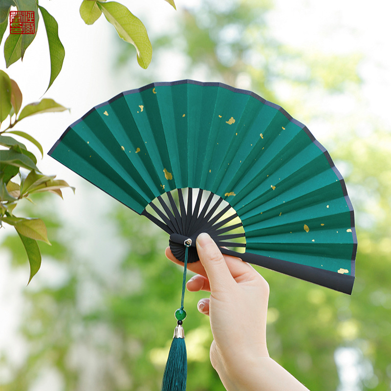 5寸6寸小扇子迷你宣纸折扇仿乌木扇骨配带流苏玉竹男女随身折叠扇