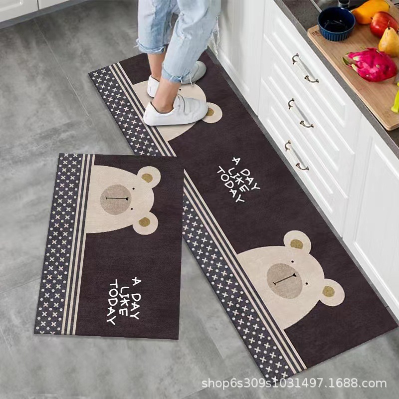 Alfombra de piso de cocina fábrica al por mayor puerta larga alfombra antideslizante alfombra de cocina alfombra de puerta de dibujos animados del hogar estera de la puerta
