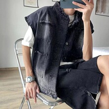D 27294 Trendy Korean Style Denim Vest ���泱������