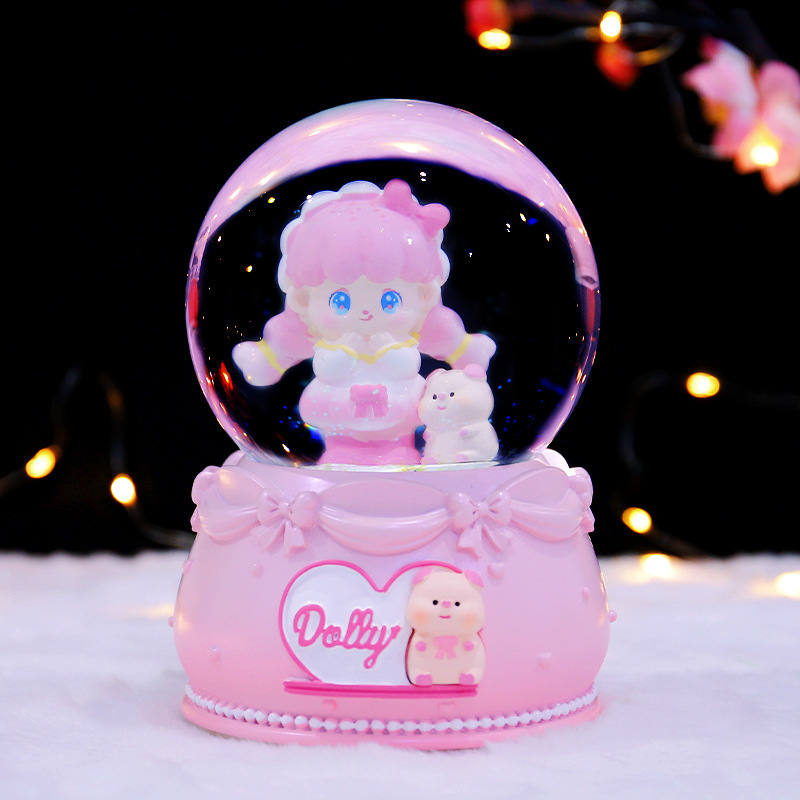 新商品の女の子の魔カードの少女の雪の水晶のボールの寝室の発光の光る装飾品の置物の代行|undefined