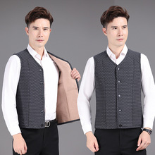 棉坎肩男秋冬季棉马甲男保暖防寒爸爸装工装中国风商务绅士马甲