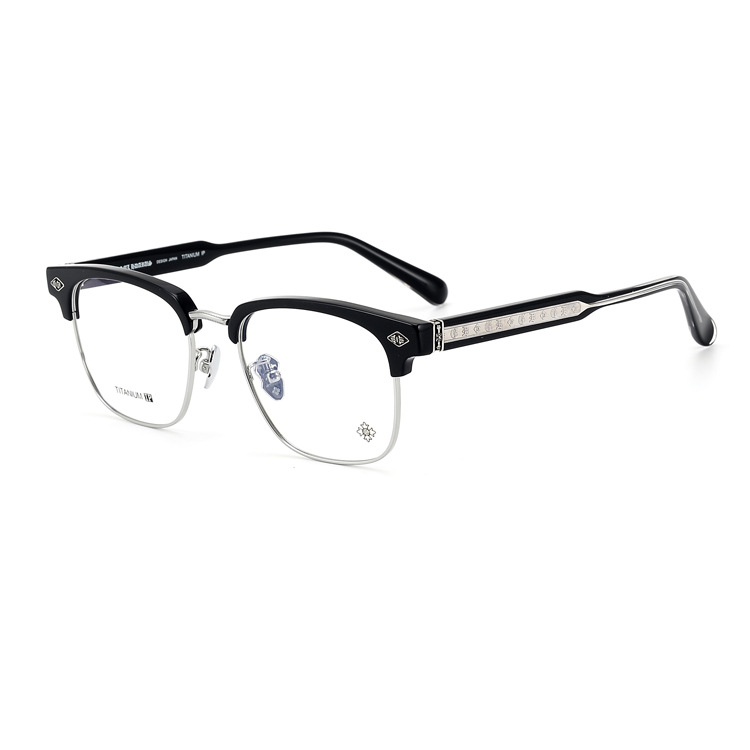 Pure titanium glasses frame with anti-blue light myopia glasses frame for men and women, artistic retro personalized square frame eyebrow frame