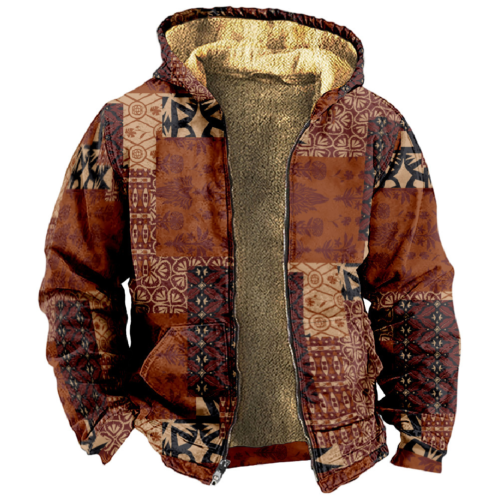 Chaqueta de manga larga con estampado de otoño para hombre de estilo británico retro Chaqueta con capucha con cremallera de venta directa de fábrica transfronteriza MF12