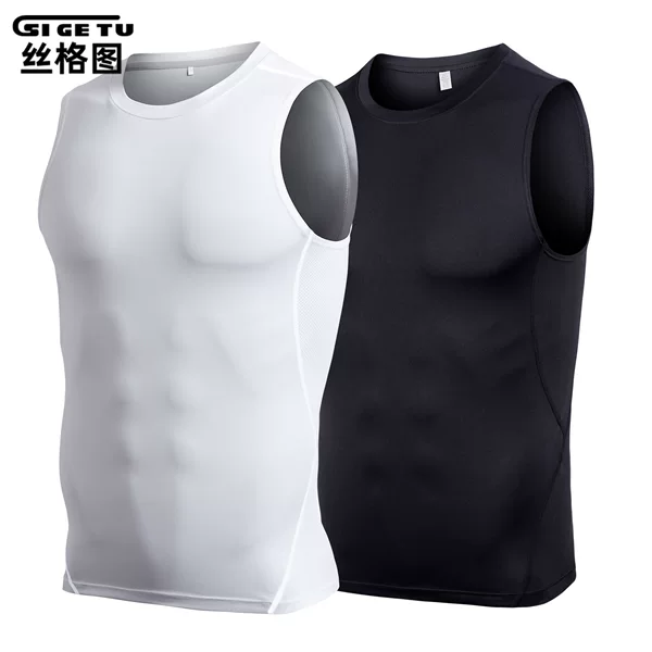 Cross-Border Sports Vest for Men, Summer Tight-Fitting Fitness Top, Basketball Training Quick-Drying Running Vest, Two-Piece Set