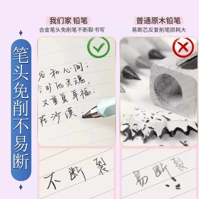 不用削换头铅笔学生专用自动铅笔不易断芯儿童免削无墨文具学习用|undefined