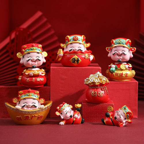 New Year God of Wealth Ashtray God of Wealth Candy Key Tray Ornament Mobile Phone Holder Shaking Car Ornament Gift