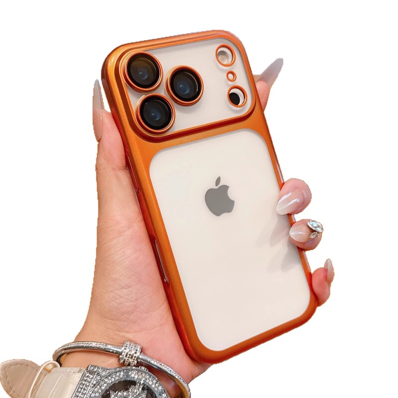 适用iPhone17Promax磨砂电镀手机壳苹果16带镜头膜超薄PC全包护套|undefined