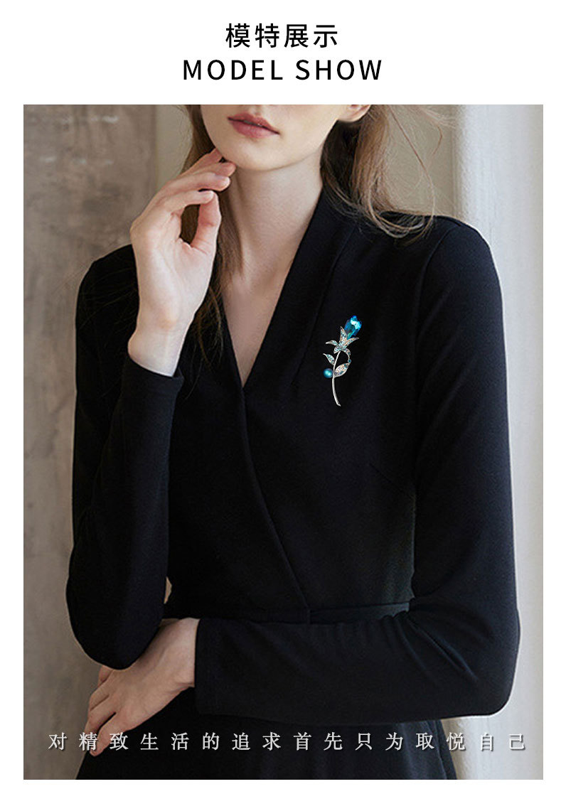 华丽质感水晶花朵品味非凡小众高级感花卉别针批发定制