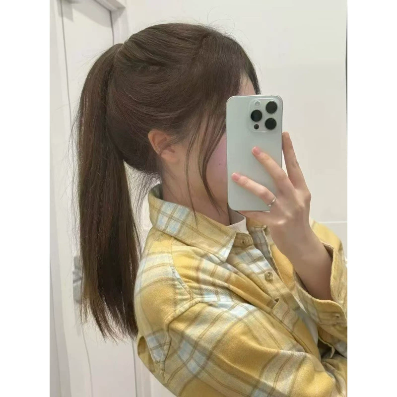 Оригинальная ткань, натуральная желтая хлопчатобумажная клетчатая рубашка