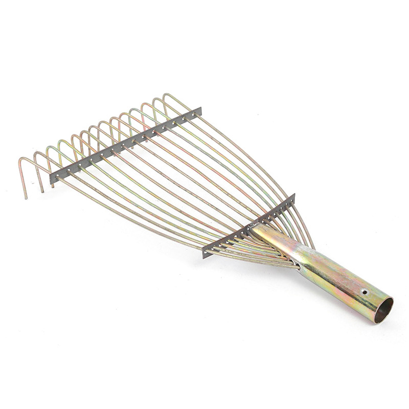 Agricultural wire rake garden grass rake 14 teeth thickened wire rake iron handle rake garden sieving grain farming tool