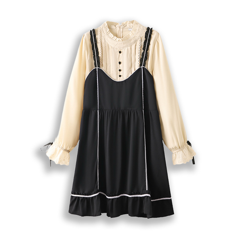 65-160kg Plus Size Princess Two-Piece Women's Clothing 2025 Spring New Fat mm Shirt Suspender Dress