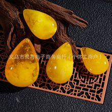 直播二代琥珀蜜蜡金绞蜜双面水滴吊坠项链挂件天然饰品图腾元素