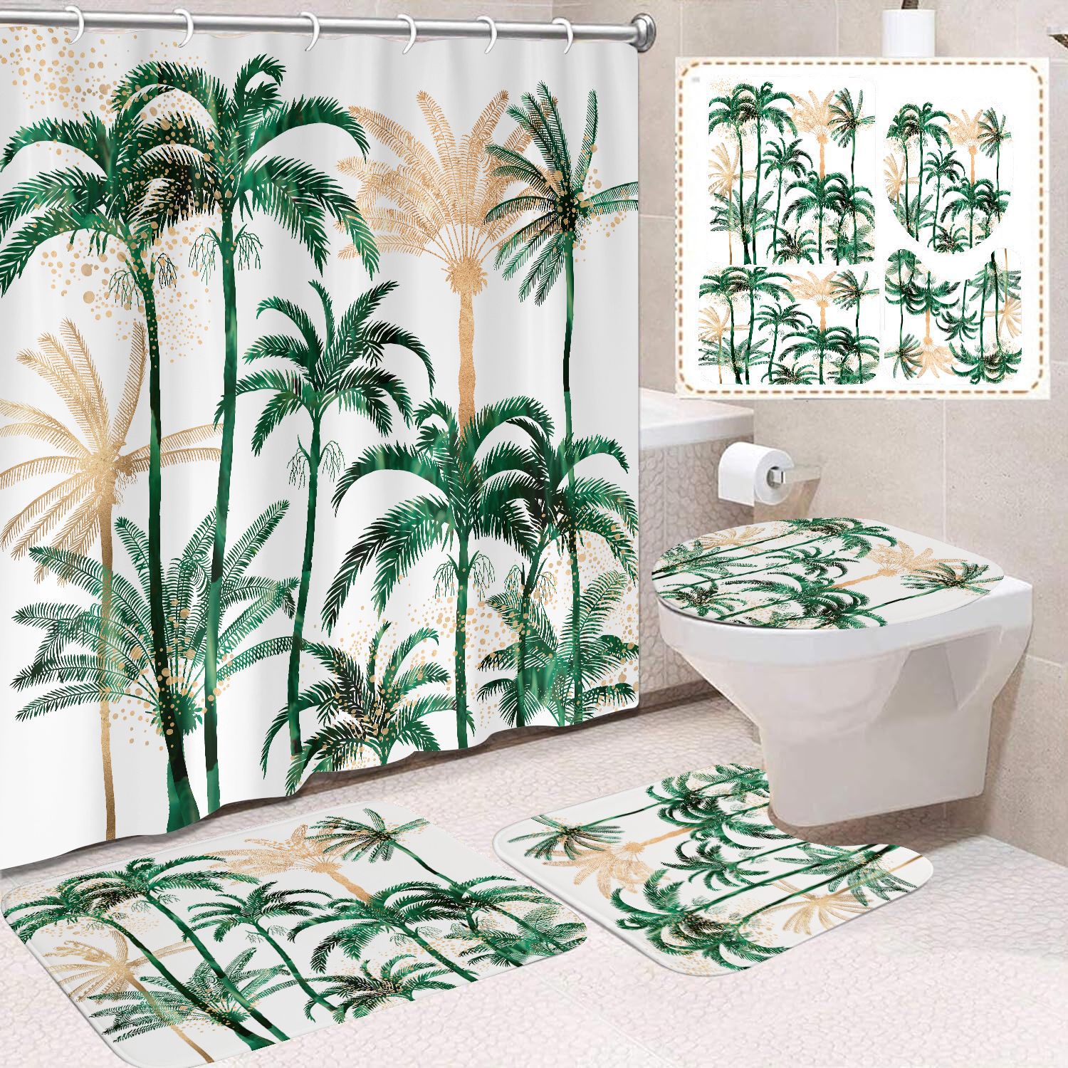 Cortina de ducha de poliéster con estampado digital de animales, impermeable, creativa, para baño, de Amazon, transfronteriza