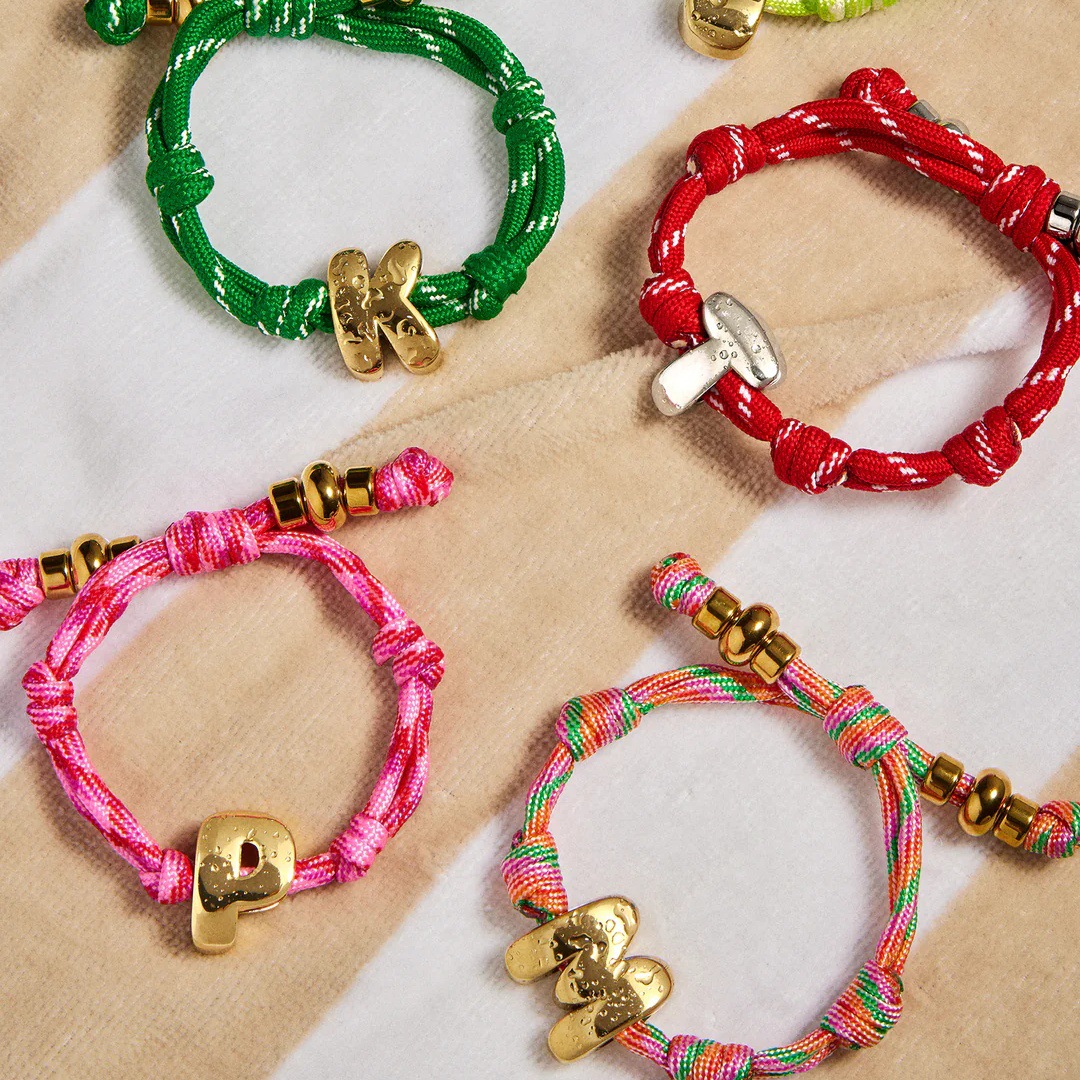 European and American Niche Design Dopamine Thick Multi-Colorful Rope Glossy Bubble 26 English Letters Women's Bracelet