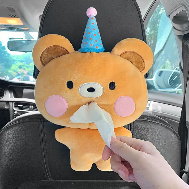 Держатель для салфеток Car Plush Tissue Box Holder, милый карточный висящий держатель салфеток, декоративные животные модели