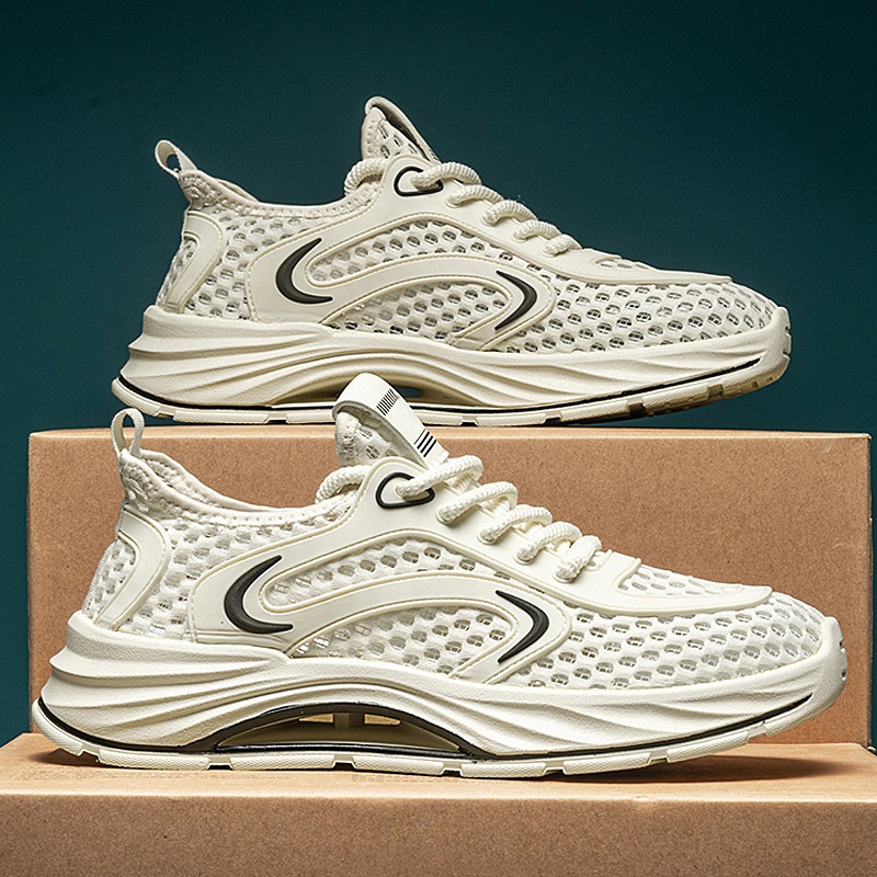 Zapatos deportivos casuales verano para hombres 2025 nuevos zapatos huecos de malla para hombres zapatos de malla grande para hombres aumentados en 45 tallas grandes