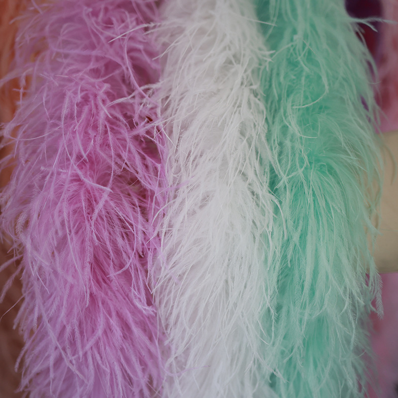 5-Layer Encrypted Thickeneded Colorfulful Ostrich Feather Strips DIY Clothing Cuffs and Skirt Decorative Feather Velvet Strips Accessories