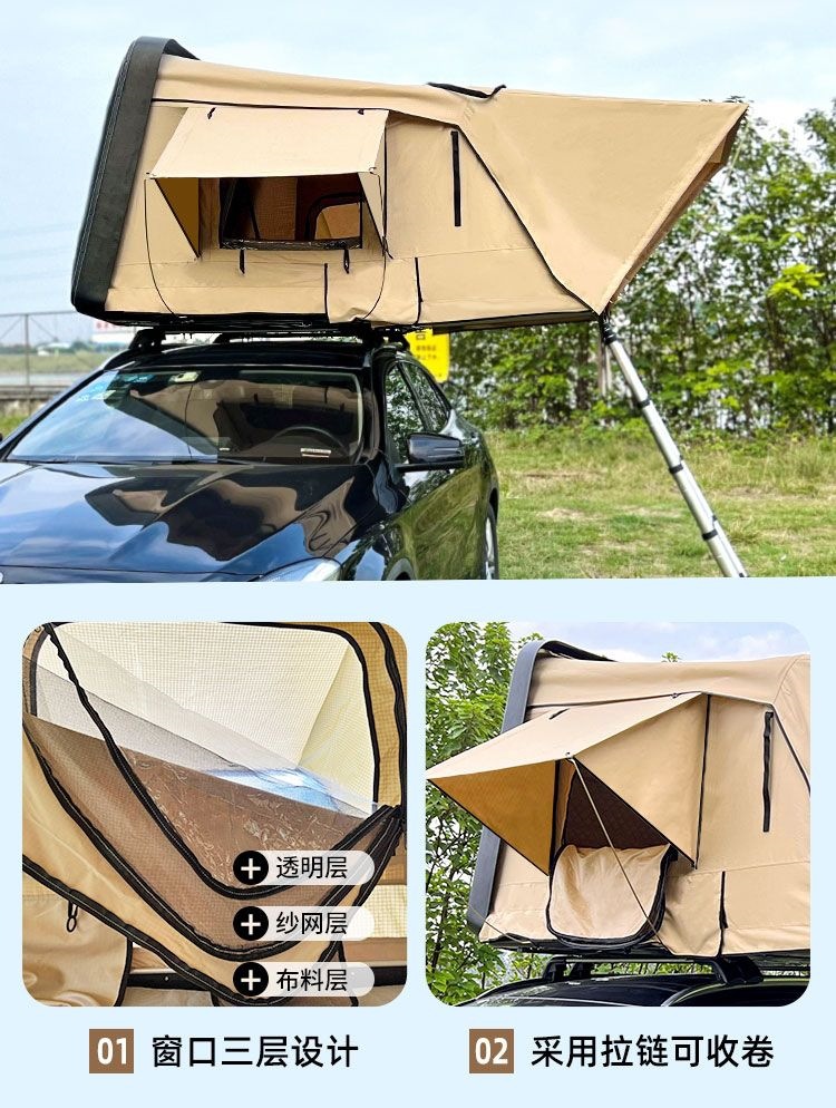 Car roof tent for outdoor use, fully automatic, suitable for SUVs and sedans, for self-driving trips, foldable, quick setup, car-mounted tent for camping