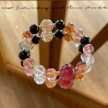 天然水晶超级金霸大综合明星同款手串精致黄塔晶虎眼紫水晶草莓晶