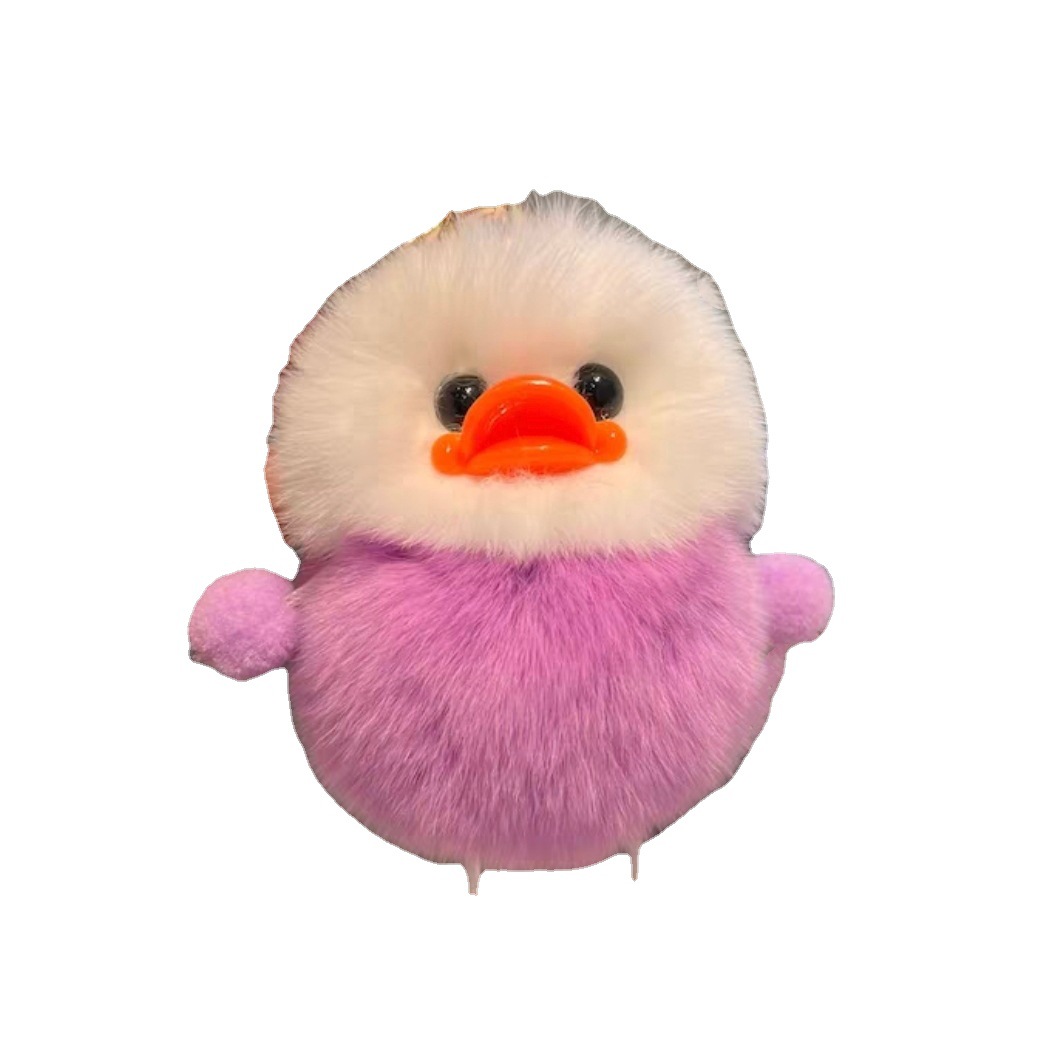 Pequeño pato amarillo Corea del Sur ins real Rex conejo bola llavero coche lindo pequeño pato bolsa adornos teléfono móvil colgante