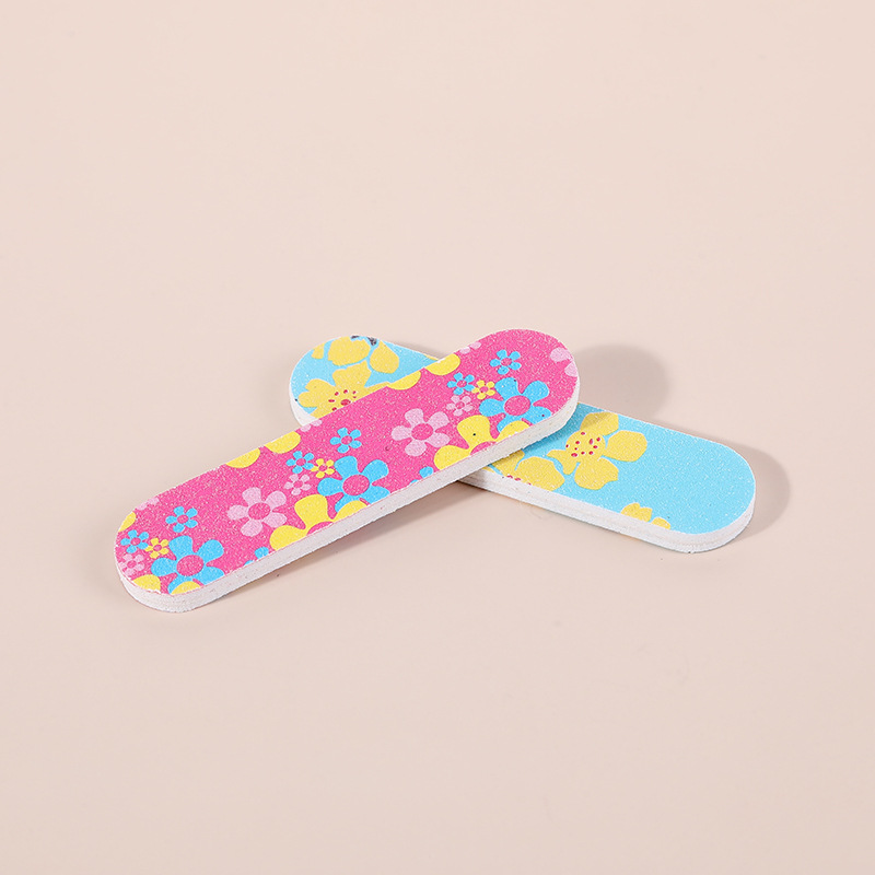 Mini impreso EVA pequeña lima de uñas portátil de doble cara de molienda en forma de uñas lima de uñas tira de manicura herramienta
