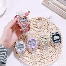 ins网红透明电子手表少女中学生韩版简约防水原宿学院风ulzzang