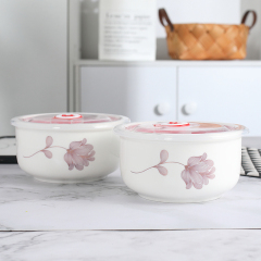 保鮮盒陶瓷保鮮碗微波爐專用飯盒帶蓋冰箱密封碗泡麵碗上班帶飯榕