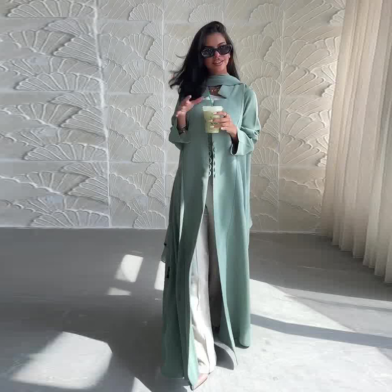 2025 Autumn Amazon Cross-Border Foreign Trade European and American Fashion New Fashionable Green Long Fashion Coat