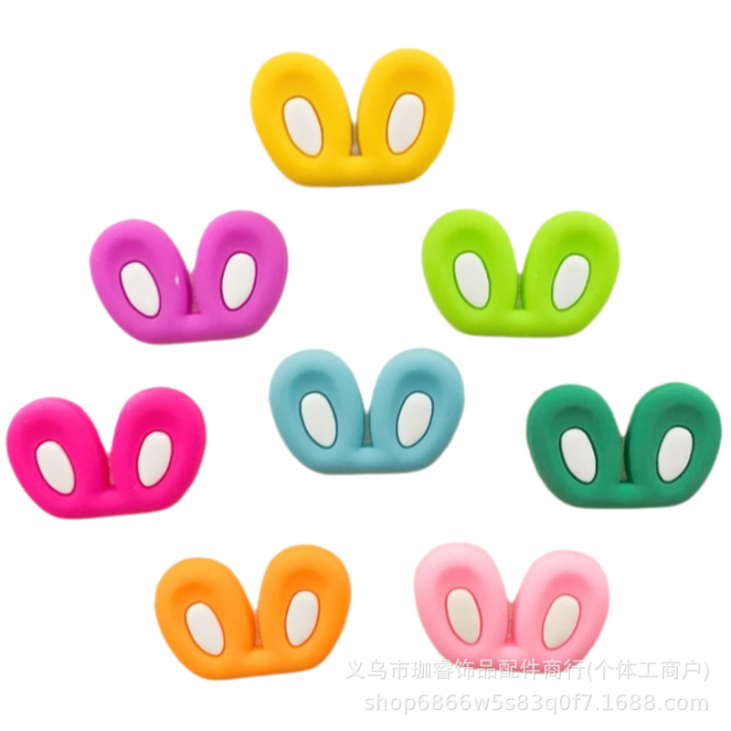 Colorful Cartoon Rabbit Ears Pvc Soft Rubber Accessories DIY Plush Ball Pendant Paw Accessories Shoes and Socks Handmade Materials