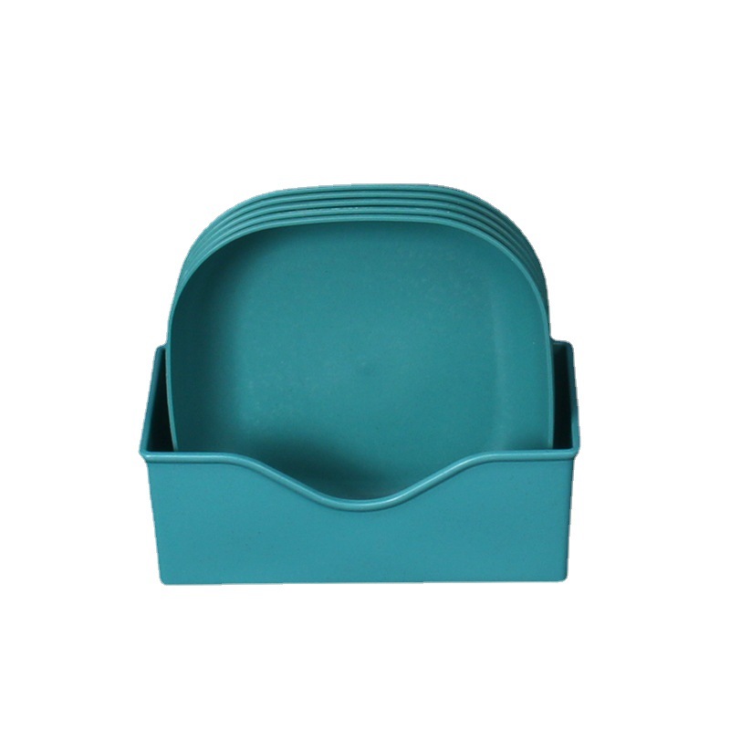 Paja de trigo 15cm profundización plato de hueso cuadrado 5 piezas traje de base plato de pastel resistente a la caída plato aumentado