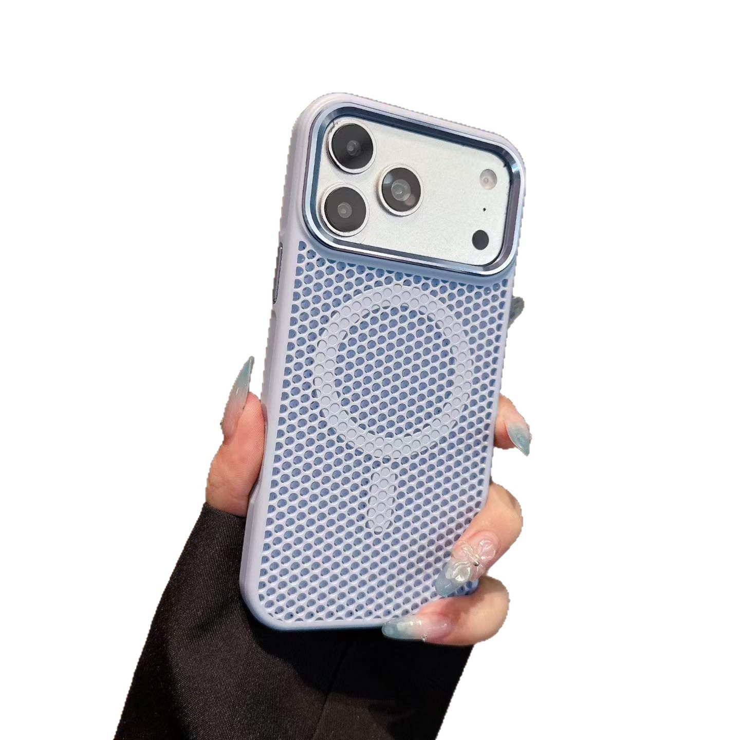 Funda magnética con disipación de calor para lentes metálicas, compatible con iPhone 17, 16 MagSafe, malla con tacto de piel, Apple 15/14 image 6