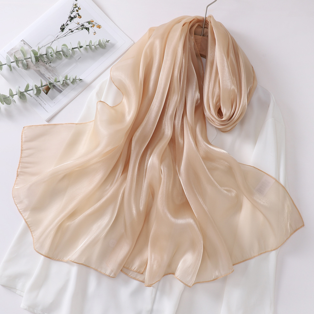Femmes Élégant Style Vintage Couleur Unie Organza Écharpe En Soie display picture 19