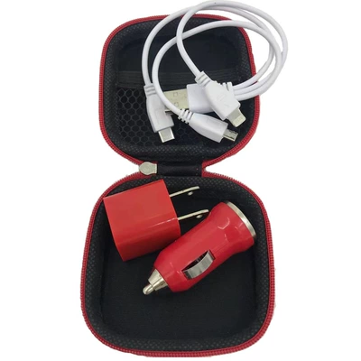 Car Mobile Phone Charger Set (Car Charger + Headphones + Charger) Three-In-One Gift Set Fast (Mobil şarj cihazları)