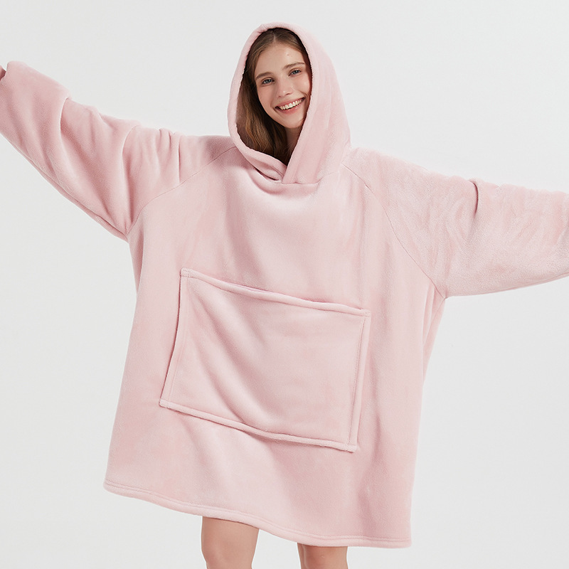 Cross-border Foreign Trade New Thickened Hooded Lazy Blanket Zipper Large Pocket Home Casual Outfit Long Sleeve Home Clothes
