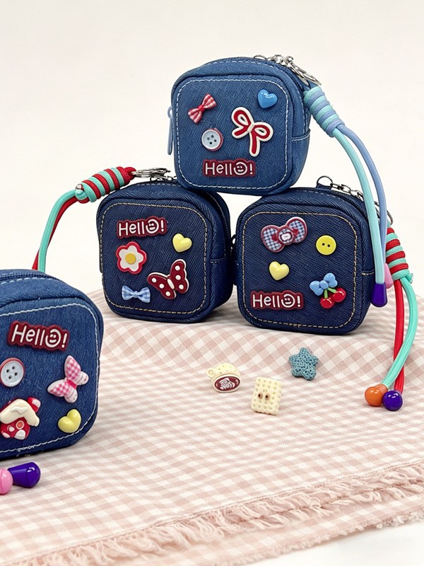 Denim coin purse, high aesthetic mini bag, exquisite and cute car