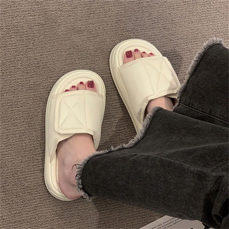 Four-Season Thick-Soled Slippers for Women, Anti-Slip, Versatile, Fashionable, Fairy-Style, Cool Slippers with Velcro, Comfortable and Lightweight