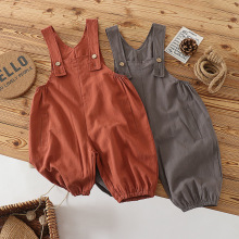 森系复古~宝宝背带裤韩版文艺薄款纯棉背带7分裤男女宝夏季裤子潮