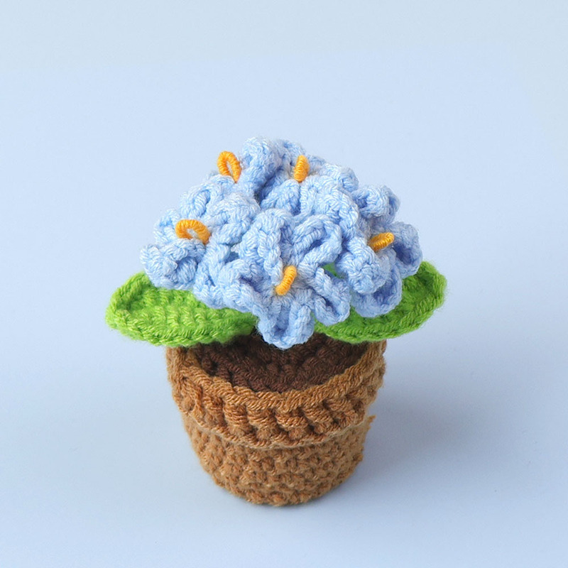 完成品クロスボーダー手作りウールかぎ針編み忘れなしひまわり模擬花鉢植えクリエイティブデスクトップ装飾品車の装飾造花|undefined