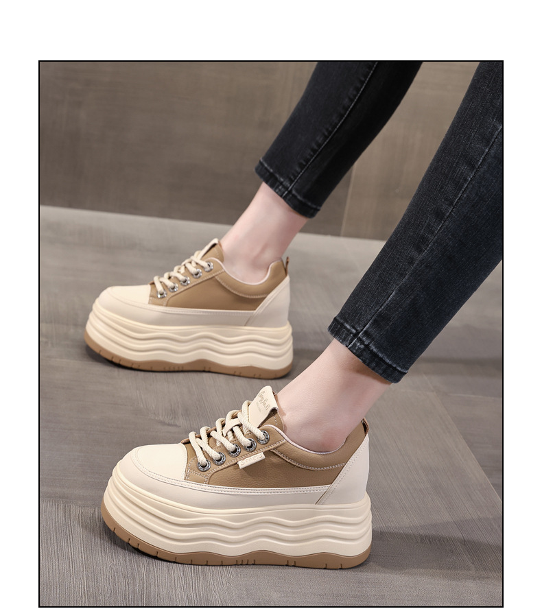 Giày sneaker nữ đế dày độn cao bên trong phiên bản cơ bản dễ phối — Màu đen chi tiết 18