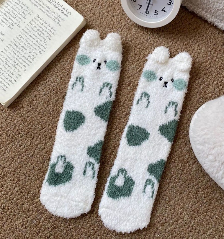 Calcetines de Piso de Felpa Media Caña de Poliéster Cálidos y Absorbentes para Casa image 11
