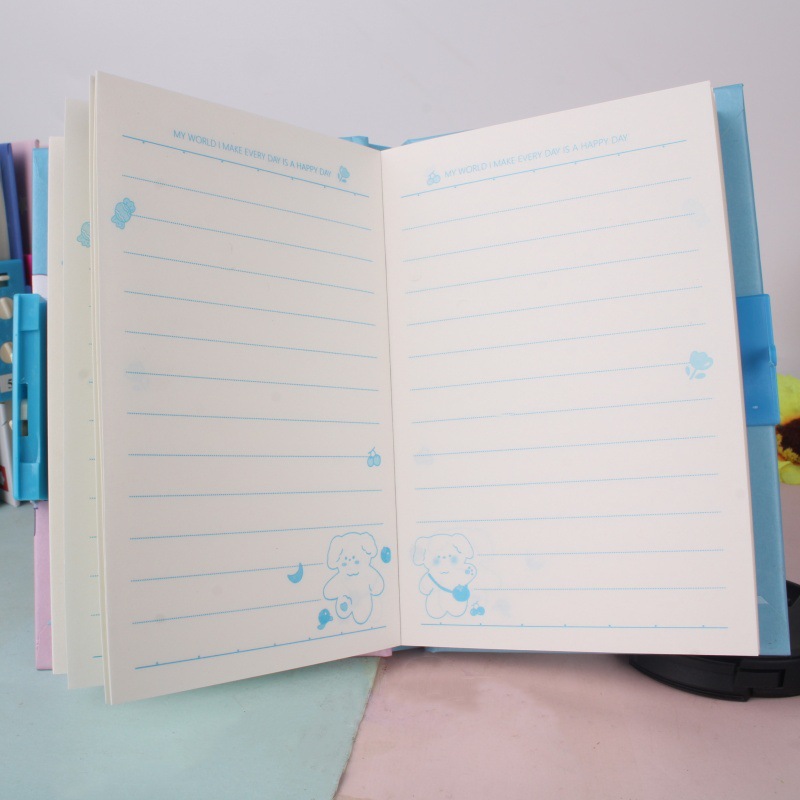 Libro de contraseña de 72K de alto aspecto Libro de diario portátil para estudiantes de escuela primaria con bolsillo con cerradura Regalo de regalo de premio de vacaciones para niños