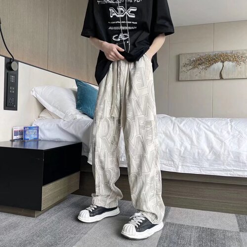Casual pants men's literary loose type ins Hong Kong style Japanese unvelvet summer fashionable pants ruffled fashion fashion brand pants
