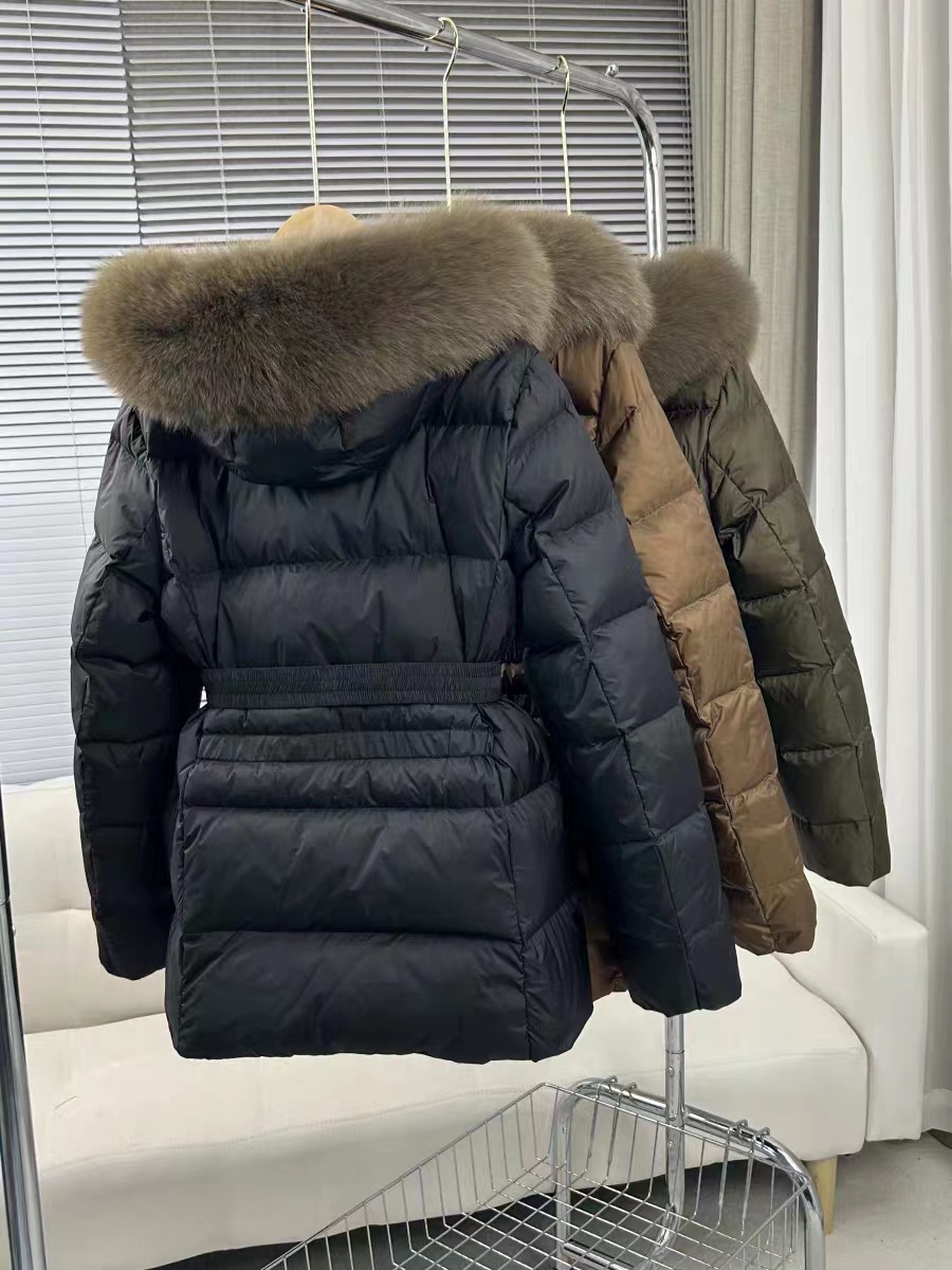 Autumn Winter New European Style Waist Slimming 90 White Duck Fox Fur Collar Down Jacket Women Short Trendy Coat_voghion.com